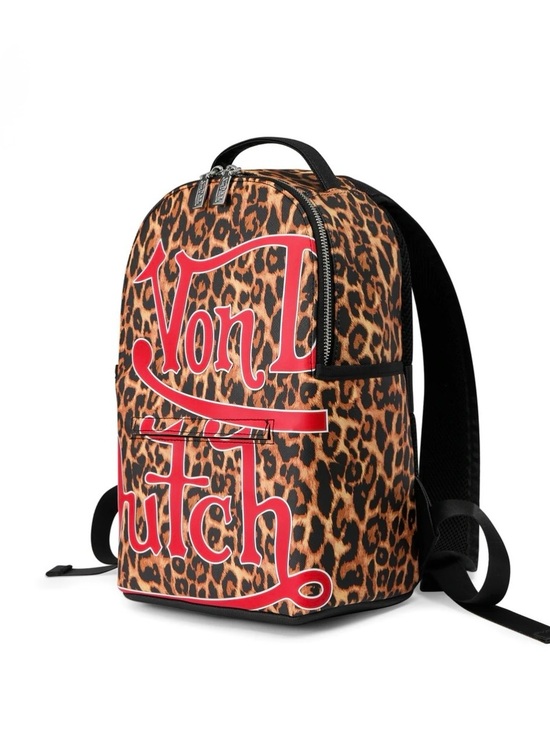 Von Dutch Handbags - Von Dutch LARGE Leopard-Print Backpack with Bold Red Logo NWT